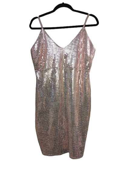 Rose Gold Spaghetti Strap Sequin Dress - 2XL