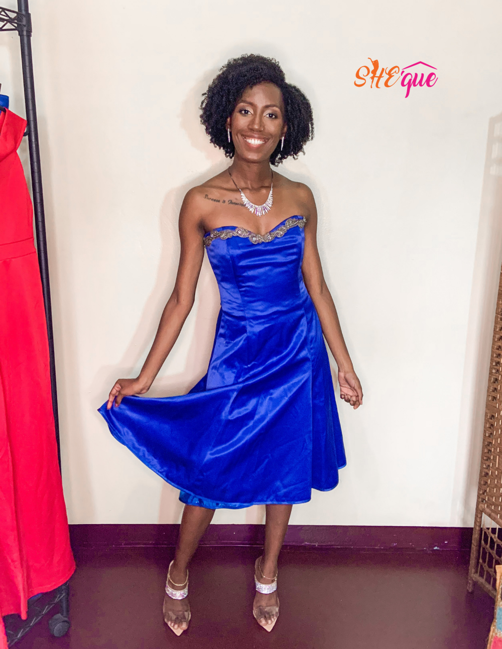 Blue Heather Jones Strapless Dress - S