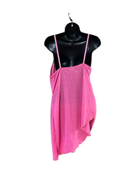 Pink Sheer with Yellow Embroidery Spaghetti Strap Sleepwear - L
