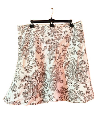 White A-line Skirt With A Floral Paisley Print- L