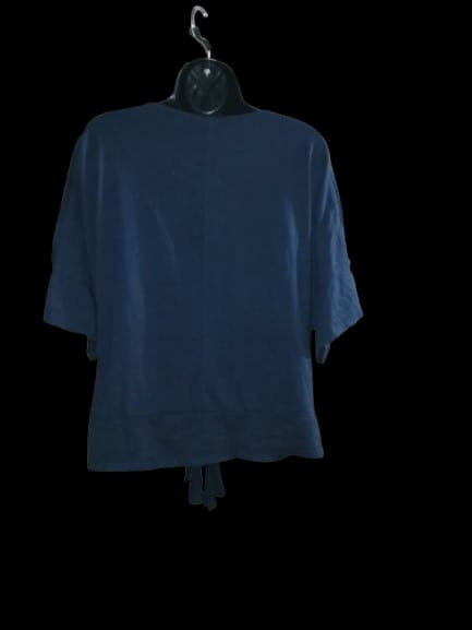 Navy Blue Short-Sleeve Top, Tied to the bottom - M
