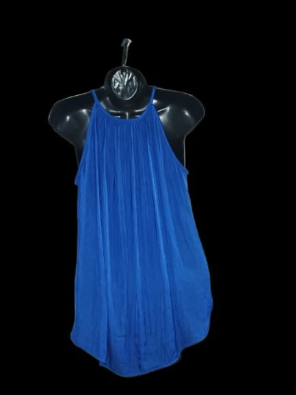Navy Blue Sleeveless Laced Up Front Top - Xs