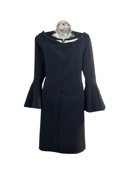 Black Flared Long Sleeve Dress - XL