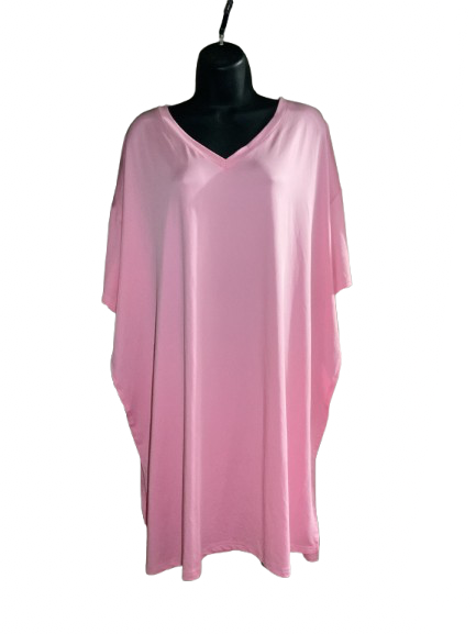 Pink Short Sleeve V neck Top - 2X