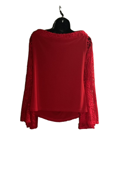 Red Lace Long Sleeve Off the Shoulder Top - L/XL