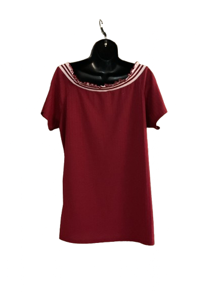 Burgundy & White Off The Shoulder Top - 3XL