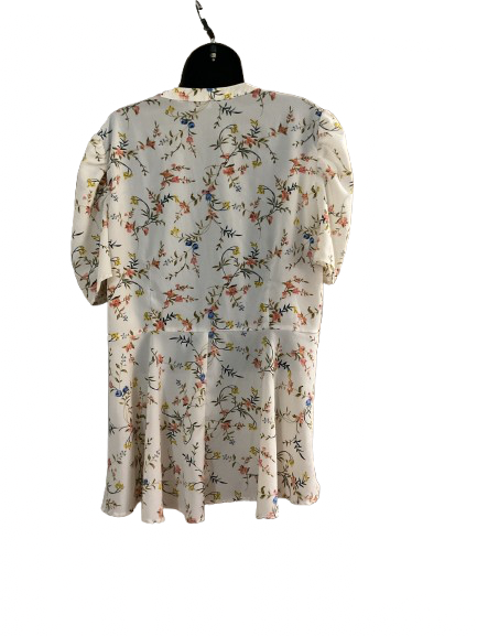 White Short Sleeve Floral Print Top - 1XL