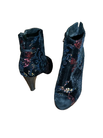 Maher Black Sequin Peep Toe Heels - 9 1/2