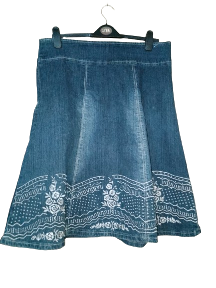 575 Denim W White Patterned Skirt - 2XL