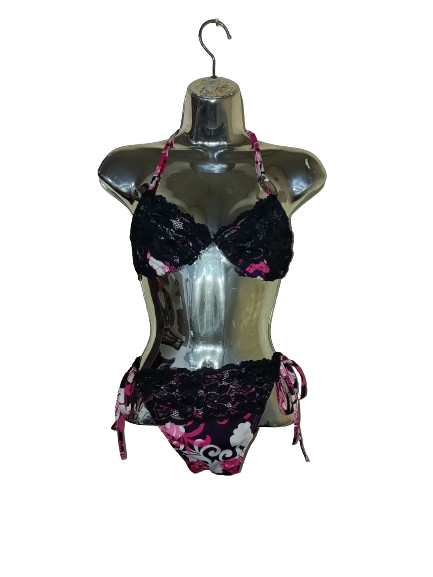 Pink & Black Two-piece Swimsuit - M