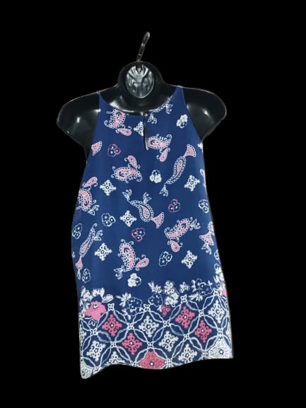 Blue and Pink Abstract Print Sleeveless Top -M