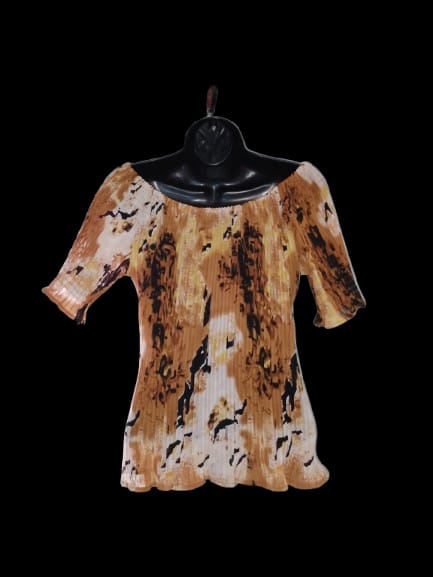 Brown, Black, Yellow ,Off The Shoulder, Ribbed Top - L