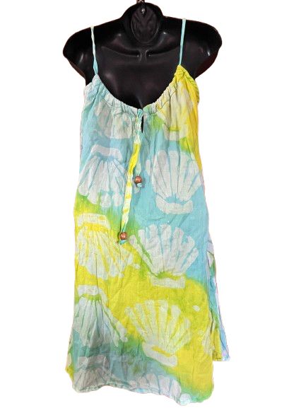 Green Yellow Blue White Dress-S