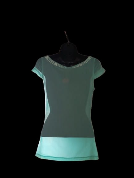 Teal, Abstract, Short Sleeve Top - M