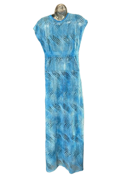 Blue Sleeveless Netted Dress-M