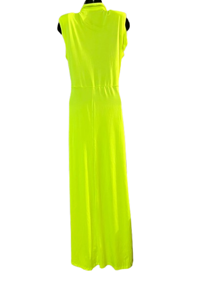 Neon- yellow long sleeveless dress-L