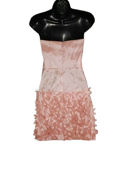 Peach Strapless Dress with Fabric Floral Skirt - S