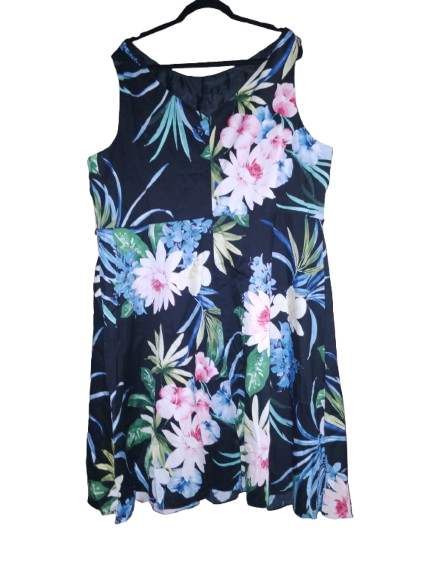 Multicoloured Floral Print Sleeveless Dress - 4X (26)