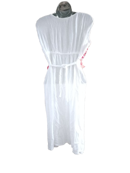 White & Multicoloured Sleeveless Dress - XL