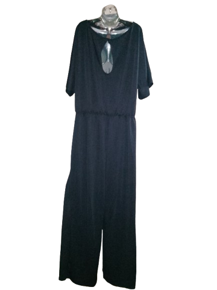 Black Short Sleeve Jumpsuit - 2X