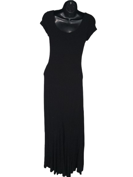 Black Cap Sleeve Minty Maxi Dress - S