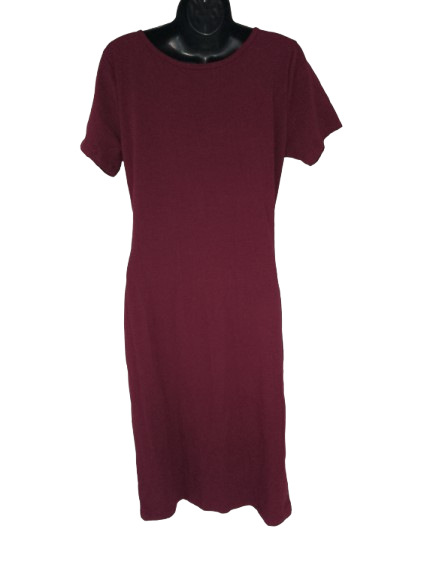 Burgundy Short Sleeve Zenana Dress - L