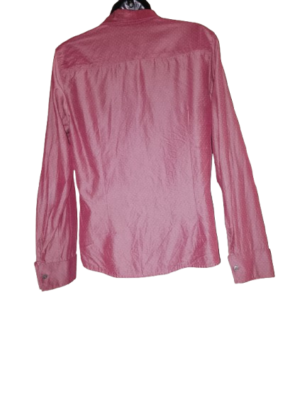 Burgundy Small Polka Dot Long Sleeve Shirt - M