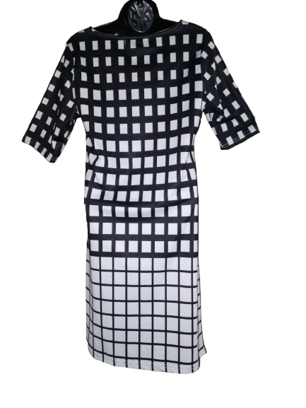 Black & White Print Short Sleeve Dress - L