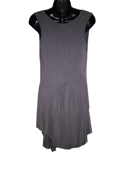Grey Sleeveless Mini Dress with Cowl Neckline - L