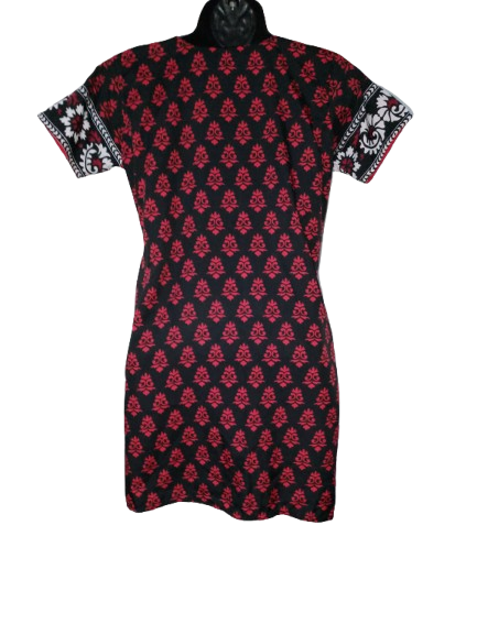 Red, Black & White Paisley Print Dress - S
