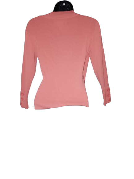 Peach Long Sleeve Knitted Wrap Top - M