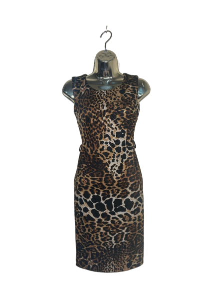Brown & Black Leopard Print Sleevelss Dress - S