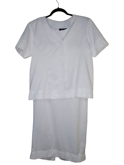 White Skirt Suit with Lace Detail