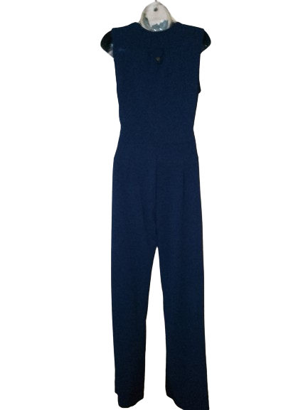 Navy Blue Sleeveless Milano Jumpsuit with Pockets - M