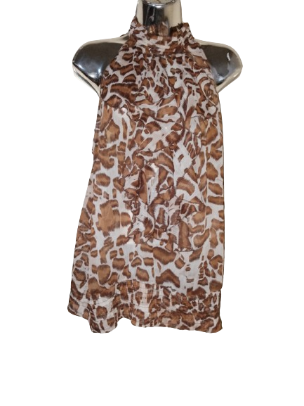 Brown Animal Print Sheer top - XL