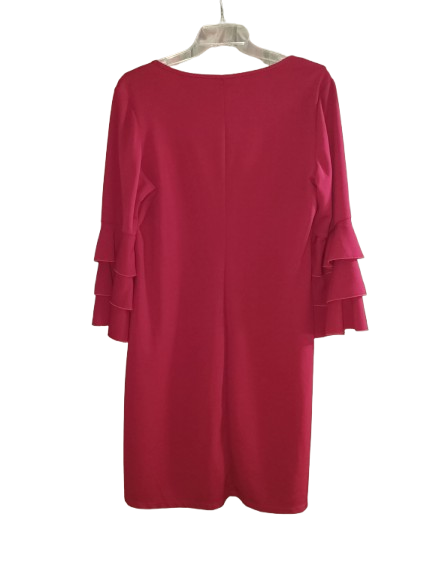 Red 3/4 Ruffle Sleeve Dress - 2X