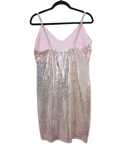 Rose Gold Spaghetti Strap Sequin Dress - 2XL