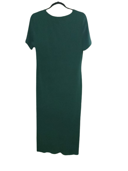 Emerald Green Ribbed Short Sleeve Button Detail Dress - 1XL