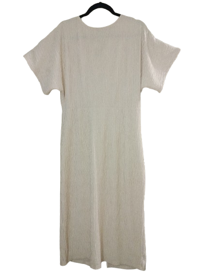 Cream Ribbed Short Sleeve Maxi Dress - 1XL