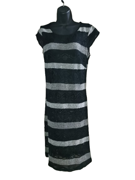 Black & Grey Netted Sleeveless Dress/CoverUp - M (10)