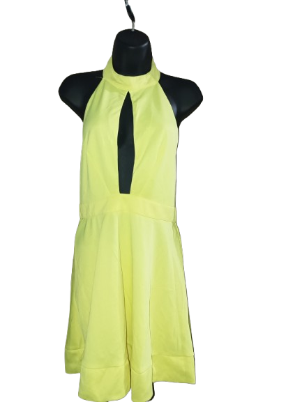 Yellow Halter Racer Dress - M
