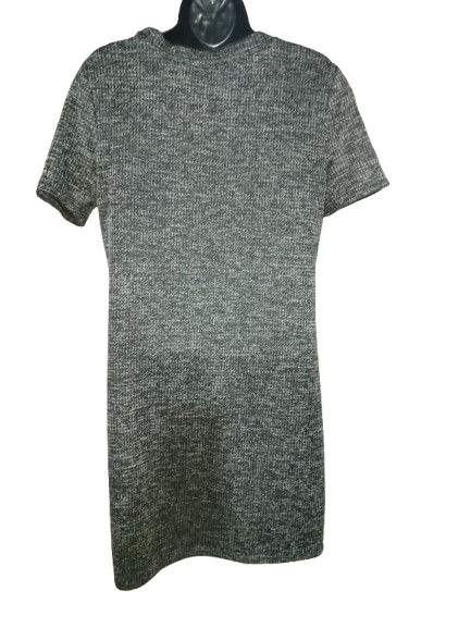 Charcoal Herringbone Short Sleeve Primark Dress with Front Pockets - M (10)