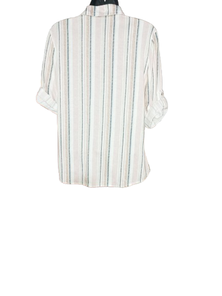 Multicololured Stripe 3/4 Sleeve Eden & Olivia Button Up  Shirt - S