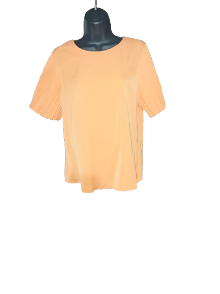 Orange Pleated Short Sleeve Milk & Honey Top - M