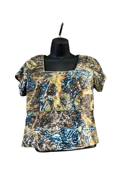 Multicoloured Abstract Print Square Neckline Top - M