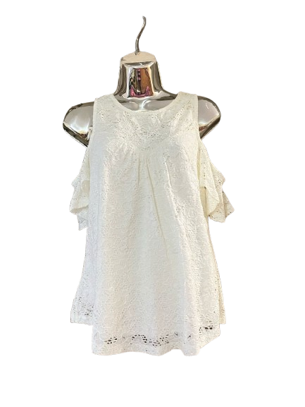 White Cold Shoulder Top - M