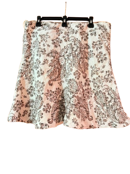 White A-line Skirt With A Floral Paisley Print- L