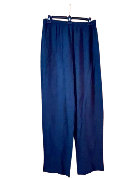 Black Elastic-Waist Pants-L