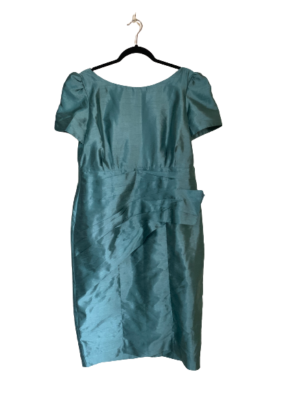 Green Short Sleeve Dress with Pleated Hemline - XL
