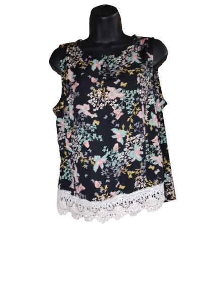 Multicolored Sleeveless Abstract Print Top - L